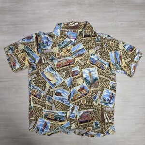 Joe Kealoha's Aloha Camp Shirt Mens Medium Brown Made in Hawaii Rayon Woody Surf
